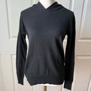 Autumn Cashmere Black Ivory Cable Knit Cashmere Hoodie Womens Size XS Oversized